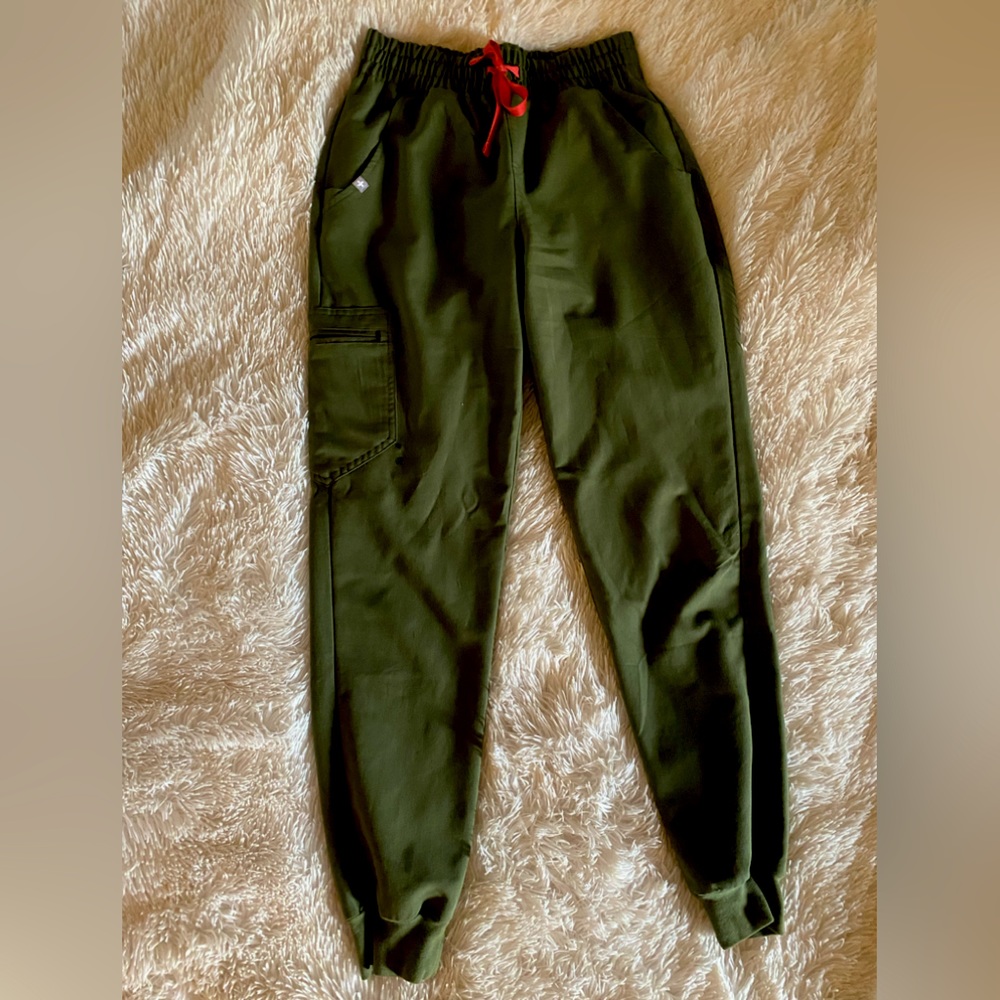 Figs olive high waisted joggers